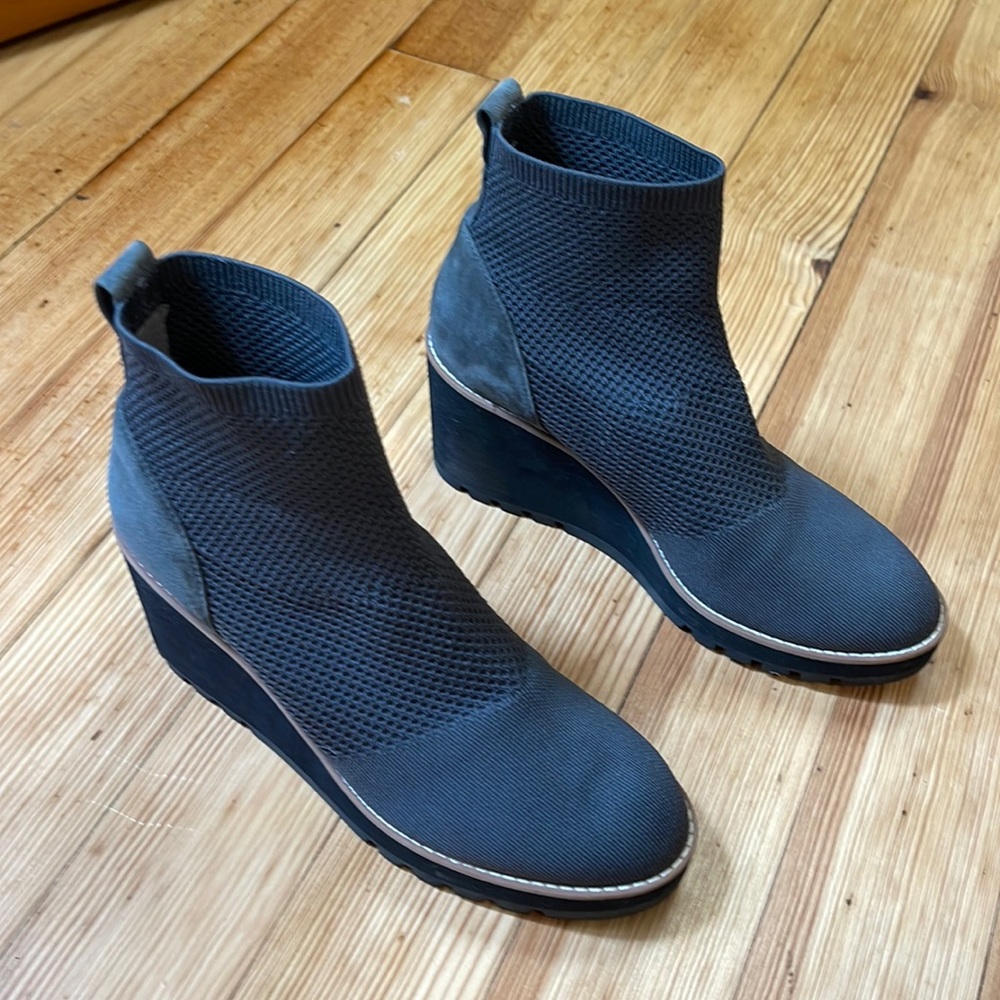 Eileen Fisher Grey Wedge Boots 9.5